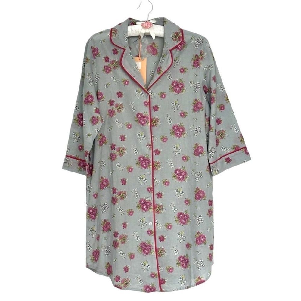 NEW La Cera Floral Print Nightshirt Cotton Nightgown Comfy Cottage Size‎ Small